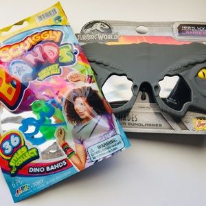 Jurassic World T-Rex Dinosaur Sunglasses + Dino Bands Kids & Party Bundle